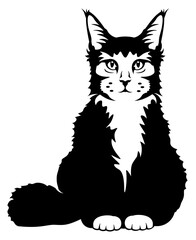 Cat SVG, Kitten SVG, Maine Coon SVG, Kitty SVG, Cute cat SVG, Cat Silhouette, Cat cut file