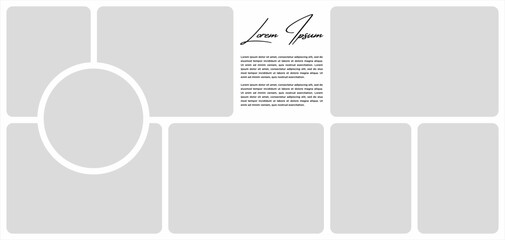 Pictures or photos frame collage. comics page grid layout abstract photo frames and digital photo wall template