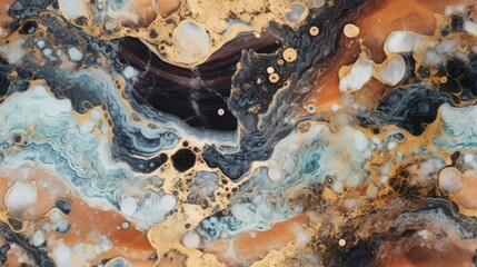 abstract marble texture agate gold orange black, ai