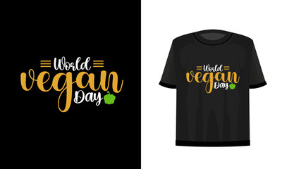 World vegan day. Vegan t-shirt design. - obrazy, fototapety, plakaty