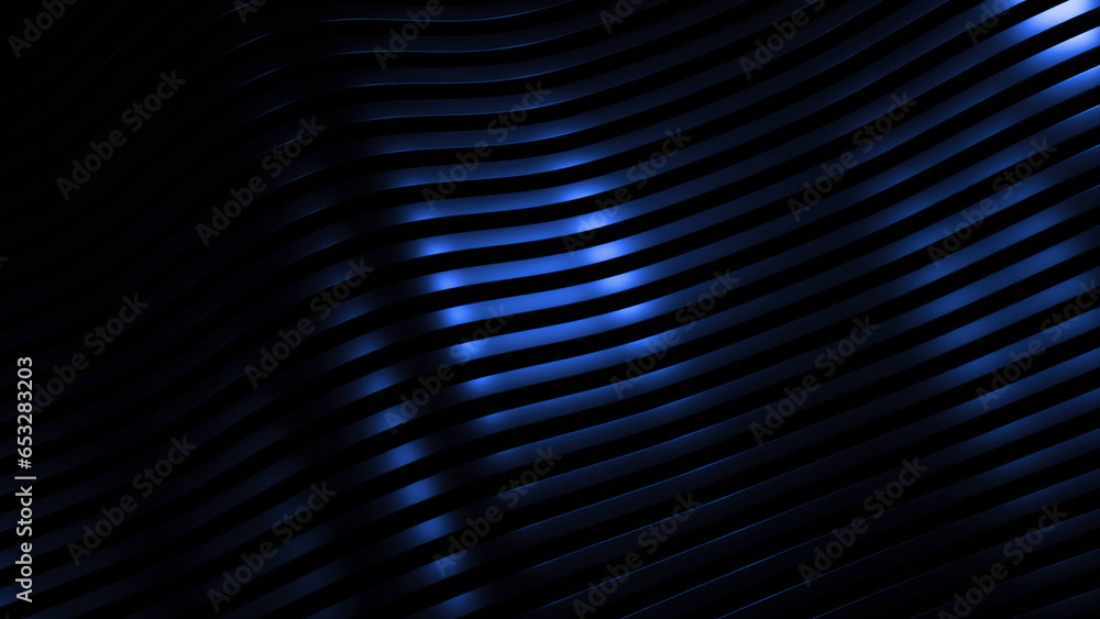 Poster striped background with moving waves. design. beautiful lines move in waves on black background. str