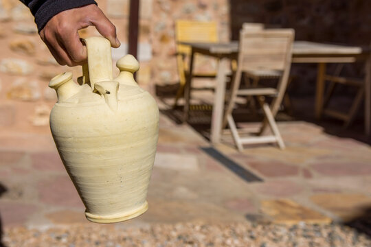 Botijo traditional clay pot jug to keep fresh water in Spain vintage