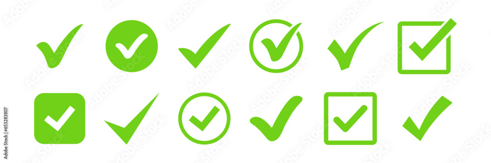Fototapete CheckMark vector icon. Set of simple check mark. Green check mark icon. Tick symbol. Accept okay symbol for improvement or checklist design. Correct vote choice symbol. Vector illustration