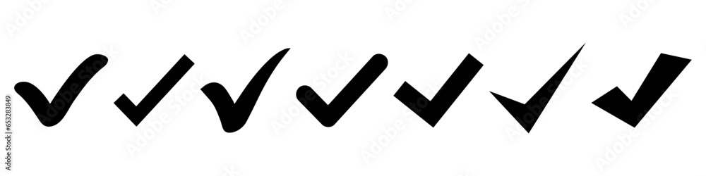 Fototapete CheckMark vector icon. Set of simple check mark. Black check mark icon. Tick symbol. Accept okay symbol for improvement or checklist design. Correct vote choice symbol. Vector illustration