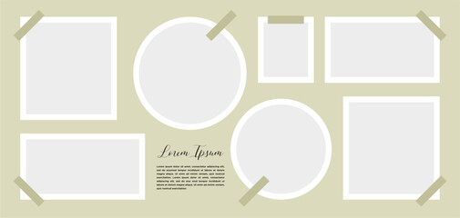 Pictures or photos frame collage. comics page grid layout abstract photo frames and digital photo wall template