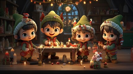 Christmas Elves in Santa's Modern Toy Workshop: A Festive Postcard in 8K created with generative ai technology