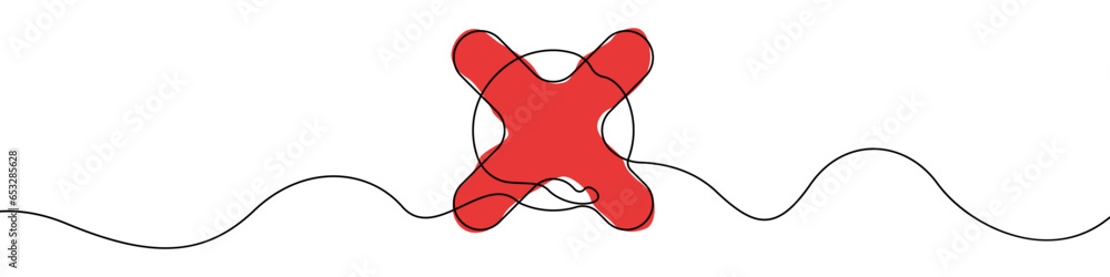 Poster cross one line drawing vector. choice continuous line drawing vector. voting a single line drawing. 