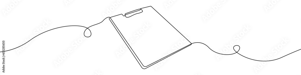 Poster clipboard one line drawing vector. notebook continuous line drawing vector. tablet board a single li