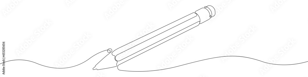 Aufkleber pencil one line drawing vector. pencil continuous line drawing vector. pencil a single line drawing.