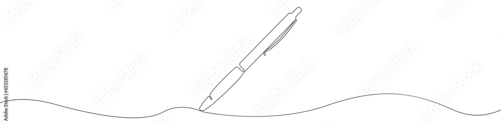 Poster pen one line drawing vector. writing with a pen continuous line drawing vector. pen a single line dr