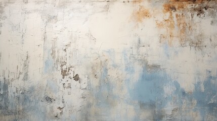 grunge vintage white wall with blue paint, in the style of rustic abstraction