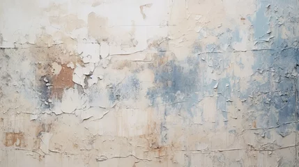 Keuken foto achterwand Verweerde muur grunge vintage white wall with blue paint, in the style of rustic abstraction