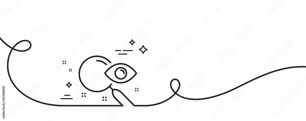 Poster search line icon. continuous one line with curl. find document sign. magnify glass. search single ou