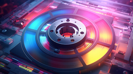 classic cassette disc cyberfunk style, with generative ai