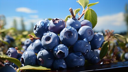 a bunch of blueberries generated by AI - obrazy, fototapety, plakaty