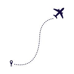 Airplane Dotted Line Direction Travel Symbol Icon