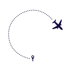 Airplane Dotted Line Direction Travel Symbol Icon