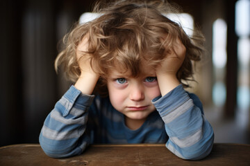 A frustrated, upset child, or child with learning difficulties - obrazy, fototapety, plakaty