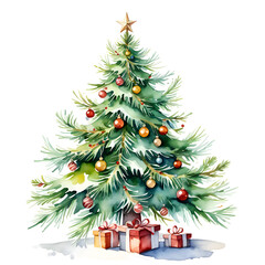 Fototapeta premium One Christmas tree on a white background