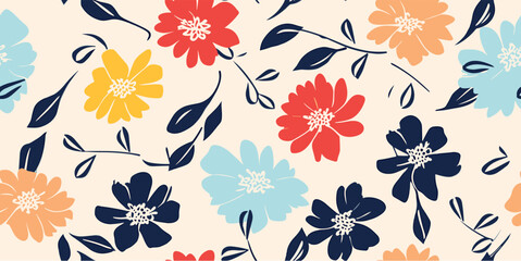 pattern, seamless, floral, flower, vector, illustration, leaf, design, wallpaper, nature, decoration, texture, vintage, art, ornament, element, set, plant, decor, orange, autumn, leaves, silhouette, f