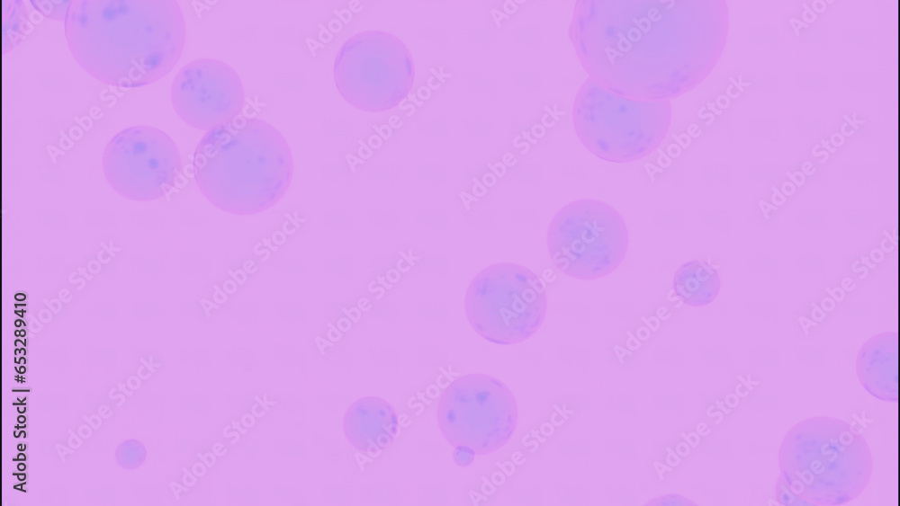 Poster animation of moving 3d bubbles on colored background. design. 3d soap bubbles are moving upwards in 