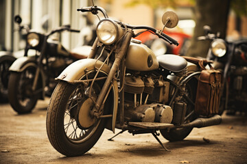 Fototapeta na wymiar Vintage WWII US Army motorcycles Indian Model 741