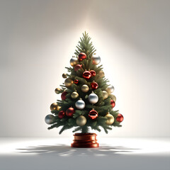 One Christmas tree on a white background