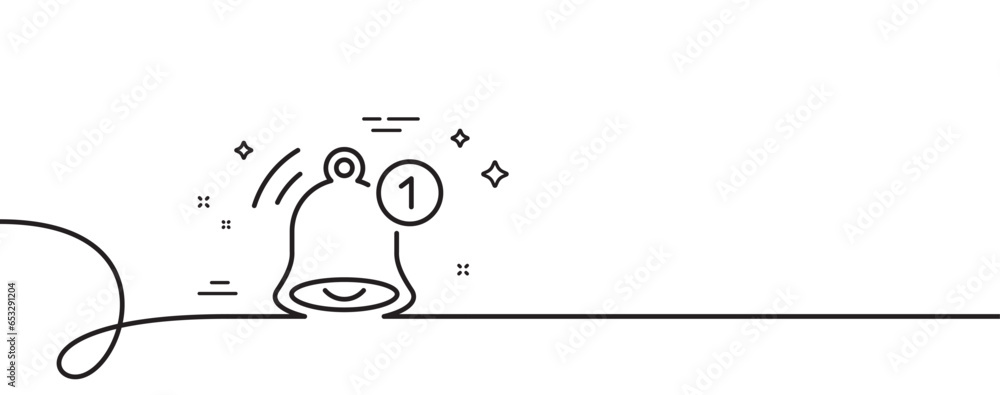 Poster reminder line icon. continuous one line with curl. notice bell sign. notification message symbol. re