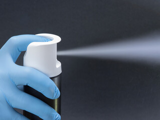 aerosol spray operated with gloved hand