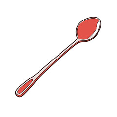 Bar spoon vector icon in minimalistic, black and red line work, japan web