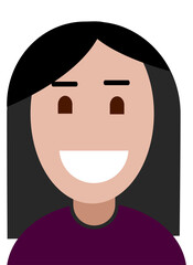 Avatar rosto feminino cabelo preto