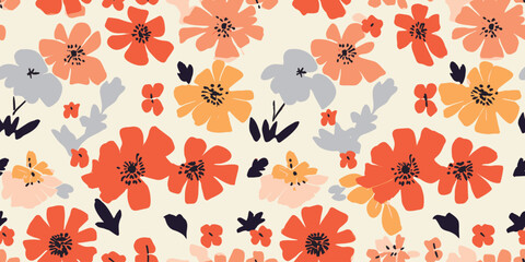 pattern, seamless, floral, flower, vector, illustration, leaf, design, wallpaper, nature, decoration, texture, vintage, art, ornament, element, set, plant, decor, orange, autumn, leaves, silhouette, f