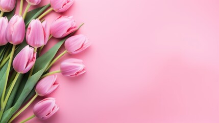 Tulip flowers on background and copyspace.