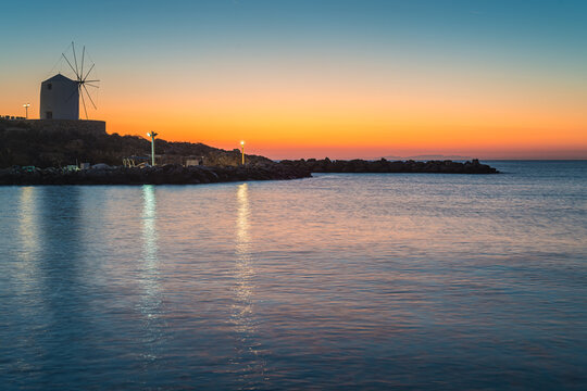 Sunset in Paros island beach in Greece.