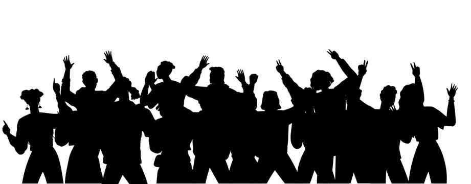 Happy people concept. Vector illustration Happy body language cbe seen in their lively movements People in victory give thanks those who supported them Good teamwork friendship results in harmonious