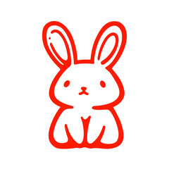 Bunny Ears vector icon in minimalistic, black and red line work, japan web