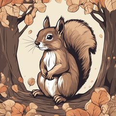 Niedliches Eichhörnchen sitzt auf einem Ast