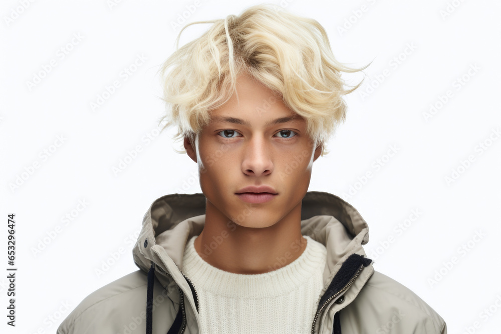 Canvas Prints A picture of a man with blonde hair wearing a jacket. This image can be used to represent a variety of concepts and situations.