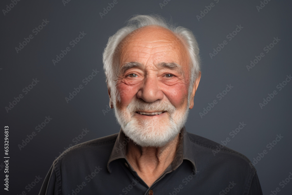 Poster A picture of a man with a white beard wearing a black shirt. This versatile image can be used to represent various concepts and themes.
