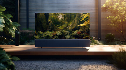 close-up of sophisticated and modern tv, generative ai