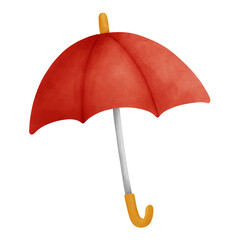 Watercolor illustration of red umbrella 