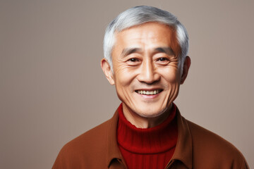 Obraz premium A man with white hair wearing a brown jacket. Suitable for various uses.