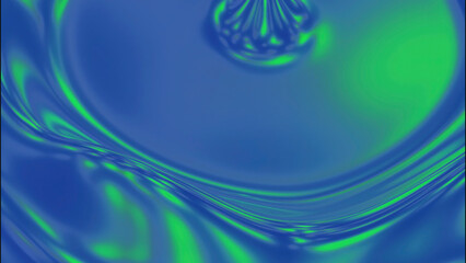 Naklejka premium Bright metallic liquid with rippling rings. Design. Vibrations of liquid with rings on surface. 3D liquid with metallic texture and ripple circles on surface