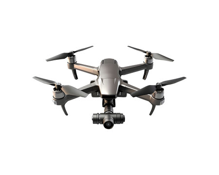 Modern Aerial view flying quadcopter drone, Isolated object (PNG) on a transparent background, AI