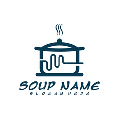 Food Cooking with Pulse logo design vector. Kitchen logo with pot full of healthy vegetables and vitamins.