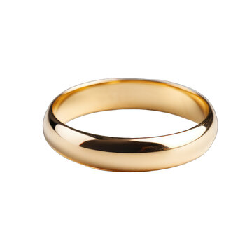 Gold wedding ring isolated on transparent and white background. Png transparent