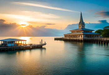 sunset on the lake, png
