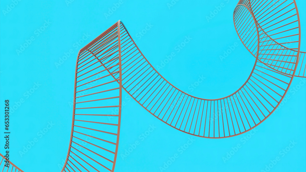 Poster rotating 3d spiral with stripes. design. ribbon 3d spiral with stripes on colored background. ribbon