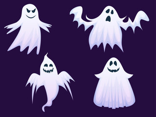 Creepy ghosts collection,  halloween decoration elements