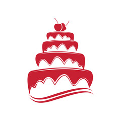 Sweet cake template logo design vector illustration